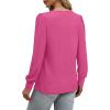 imageXIEERDUO Long Sleeve Shirts for Women 2024 Fall Outfits Trendy Pleated Loose Fit Casual Tunics to wear with LeggingsPink