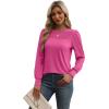 imageXIEERDUO Long Sleeve Shirts for Women 2024 Fall Outfits Trendy Pleated Loose Fit Casual Tunics to wear with LeggingsPink