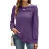 imageXIEERDUO Long Sleeve Shirts for Women 2024 Fall Outfits Trendy Pleated Loose Fit Casual Tunics to wear with LeggingsPurple