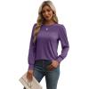 imageXIEERDUO Long Sleeve Shirts for Women 2024 Fall Outfits Trendy Pleated Loose Fit Casual Tunics to wear with LeggingsPurple