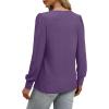 imageXIEERDUO Long Sleeve Shirts for Women 2024 Fall Outfits Trendy Pleated Loose Fit Casual Tunics to wear with LeggingsPurple
