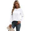 imageXIEERDUO Long Sleeve Shirts for Women 2024 Fall Outfits Trendy Pleated Loose Fit Casual Tunics to wear with LeggingsWhite