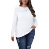 imageXIEERDUO Long Sleeve Shirts for Women 2024 Fall Outfits Trendy Pleated Loose Fit Casual Tunics to wear with LeggingsWhite