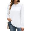 imageXIEERDUO Long Sleeve Shirts for Women 2024 Fall Outfits Trendy Pleated Loose Fit Casual Tunics to wear with LeggingsWhite