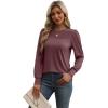 imageXIEERDUO Long Sleeve Shirts for Women 2024 Fall Outfits Trendy Pleated Loose Fit Casual Tunics to wear with LeggingsWine