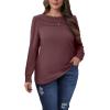 imageXIEERDUO Long Sleeve Shirts for Women 2024 Fall Outfits Trendy Pleated Loose Fit Casual Tunics to wear with LeggingsWine