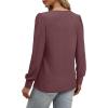 imageXIEERDUO Long Sleeve Shirts for Women 2024 Fall Outfits Trendy Pleated Loose Fit Casual Tunics to wear with LeggingsWine