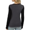 imageXIEERDUO Long Sleeve Thermal Shirt for Women Fleece Slim Fit Tops Crewneck Basic TShirts with Thumb Holes Fall Fashion 2025Colorblockgrayblack