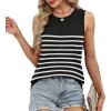 imageXIEERDUO Sweater Vest Women Fall Clothes Crewneck Sleeveless Tops Ribbed Knit Tank Tops Business Casual Work BlousesStriped Blackwhite