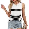 imageXIEERDUO Sweater Vest Women Fall Clothes Crewneck Sleeveless Tops Ribbed Knit Tank Tops Business Casual Work BlousesStriped Whiteblack