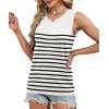 imageXIEERDUO Sweater Vest Women Fall Clothes Crewneck Sleeveless Tops Ribbed Knit Tank Tops Business Casual Work BlousesStriped Whiteblack