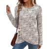 imageXIEERDUO Tunic Sweaters for Women Long Sleeve Shirts Crew Neck Tops with Buttons Fall Fashion Outfits Winter ClothingBeige Black Dots