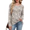 imageXIEERDUO Tunic Sweaters for Women Long Sleeve Shirts Crew Neck Tops with Buttons Fall Fashion Outfits Winter ClothingBeige Black Dots