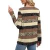 imageXIEERDUO Tunic Sweaters for Women Long Sleeve Shirts Crew Neck Tops with Buttons Fall Fashion Outfits Winter ClothingBrown Grey Stripes