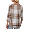 imageXIEERDUO Womens 34 Sleeve Tops 2025 VNeck Casual Pleated Shirts Blouses Beach Vacation Fall Fashion Clothes OutfitsFbrown Blue Plaid
