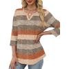 imageXIEERDUO Womens 34 Sleeve Tops 2025 VNeck Casual Pleated Shirts Blouses Beach Vacation Fall Fashion Clothes OutfitsFclay Stripe