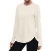 imageXIEERDUO Womens Workout Tops Long Sleeve Quick Dry UPF 50 Sun Protection Shirts for Hiking Running S3XL10 Cream White