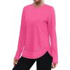 imageXIEERDUO Womens Workout Tops Long Sleeve Quick Dry UPF 50 Sun Protection Shirts for Hiking Running S3XL15 Hot Pink