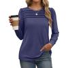imageXIEERDUO Long Sleeve Shirts for Women 2024 Fall Outfits Trendy Pleated Loose Fit Casual Tunics to wear with LeggingsDark Blue