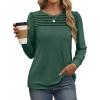 imageXIEERDUO Long Sleeve Shirts for Women 2024 Fall Outfits Trendy Pleated Loose Fit Casual Tunics to wear with LeggingsGrass Green