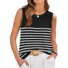 imageXIEERDUO Sweater Vest Women Fall Clothes Crewneck Sleeveless Tops Ribbed Knit Tank Tops Business Casual Work BlousesStriped Blackwhite