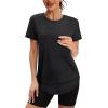 imageWomens Workout Tops Short Sleeve Shirts with Sun Protection UPF 50 Quick Dry Outfits for Hiking Running S3XL02 Black