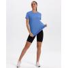 imageWomens Workout Tops Short Sleeve Shirts with Sun Protection UPF 50 Quick Dry Outfits for Hiking Running S3XL04 Blue