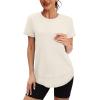 imageWomens Workout Tops Short Sleeve Shirts with Sun Protection UPF 50 Quick Dry Outfits for Hiking Running S3XL07 Cream White