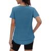 imageWomens Workout Tops Short Sleeve Shirts with Sun Protection UPF 50 Quick Dry Outfits for Hiking Running S3XL12 Dark Blue Green
