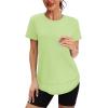 imageWomens Workout Tops Short Sleeve Shirts with Sun Protection UPF 50 Quick Dry Outfits for Hiking Running S3XL20 Yellow Green