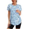 imageWomens Workout Tops Short Sleeve Shirts with Sun Protection UPF 50 Quick Dry Outfits for Hiking Running S3XL23 Blue White Floral