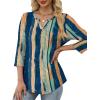 imageXIEERDUO Womens 34 Sleeve Tops 2025 VNeck Casual Pleated Shirts Blouses Beach Vacation Fall Fashion Clothes OutfitsFcolor Streak