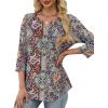 imageXIEERDUO Womens 34 Sleeve Tops 2025 VNeck Casual Pleated Shirts Blouses Beach Vacation Fall Fashion Clothes OutfitsFcolorful Paisley