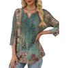 imageXIEERDUO Womens 34 Sleeve Tops 2025 VNeck Casual Pleated Shirts Blouses Beach Vacation Fall Fashion Clothes OutfitsFvintage Floral