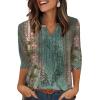 imageXIEERDUO Womens 34 Sleeve Tops 2025 VNeck Casual Pleated Shirts Blouses Beach Vacation Fall Fashion Clothes OutfitsFvintage Floral