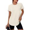 imageWomens Workout Tops Short Sleeve Shirts with Sun Protection UPF 50 Quick Dry Outfits for Hiking Running S3XL07 Cream White