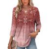 imageXIEERDUO Womens 34 Sleeve Tops 2025 VNeck Casual Pleated Shirts Blouses Beach Vacation Fall Fashion Clothes OutfitsFburgundy Floral