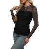 imageXIEERDUO Womens Sexy Sheer Long Sleeve Tops Crew Neck Mesh Ruched Going Out Shirts Blouse Date Night OutfitsA Mesh Black