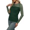 imageXIEERDUO Womens Sexy Sheer Long Sleeve Tops Crew Neck Mesh Ruched Going Out Shirts Blouse Date Night OutfitsMesh Green