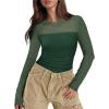 imageXIEERDUO Womens Sexy Sheer Long Sleeve Tops Crew Neck Mesh Ruched Going Out Shirts Blouse Date Night OutfitsMesh Green