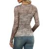 imageXIEERDUO Womens Sexy Sheer Long Sleeve Tops Crew Neck Mesh Ruched Going Out Shirts Blouse Date Night OutfitsZ Print Beige