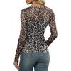 imageXIEERDUO Womens Sexy Sheer Long Sleeve Tops Crew Neck Mesh Ruched Going Out Shirts Blouse Date Night OutfitsZ Print Leopard