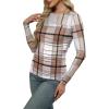 imageXIEERDUO Womens Sexy Sheer Long Sleeve Tops Crew Neck Mesh Ruched Going Out Shirts Blouse Date Night OutfitsZ Print Plaid