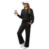 imageXIEERDUO Womens 2 Piece Lounge Sets Side Slit Outfits Wide Leg Tracksuit Comfy Loungewear Fashion Sweatsuit S3XLA Black