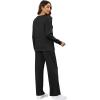 imageXIEERDUO Womens 2 Piece Lounge Sets Side Slit Outfits Wide Leg Tracksuit Comfy Loungewear Fashion Sweatsuit S3XLA Black