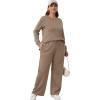 imageXIEERDUO Womens 2 Piece Lounge Sets Side Slit Outfits Wide Leg Tracksuit Comfy Loungewear Fashion Sweatsuit S3XLA Khaki