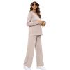imageXIEERDUO Womens 2 Piece Lounge Sets Side Slit Outfits Wide Leg Tracksuit Comfy Loungewear Fashion Sweatsuit S3XLApricot