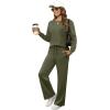 imageXIEERDUO Womens 2 Piece Lounge Sets Side Slit Outfits Wide Leg Tracksuit Comfy Loungewear Fashion Sweatsuit S3XLArmy Green