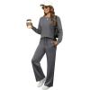 imageXIEERDUO Womens 2 Piece Lounge Sets Side Slit Outfits Wide Leg Tracksuit Comfy Loungewear Fashion Sweatsuit S3XLB Dark Grey