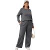 imageXIEERDUO Womens 2 Piece Lounge Sets Side Slit Outfits Wide Leg Tracksuit Comfy Loungewear Fashion Sweatsuit S3XLB Dark Grey